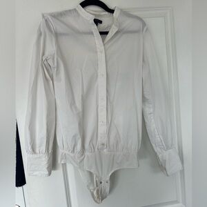 J. Crew Collarless white button up bodysuit